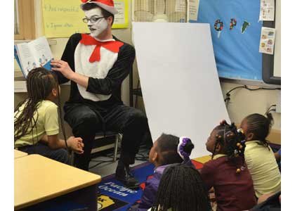 Cat in the Hat reads Dr. Seuss at Historic Samuel Coleridge-Taylor Elementary