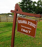 A simple sign marks the location of Hosanna School Museum in Darlington. Hosanna is now a living schoolhouse museum, which attracts visitors from all over the country.