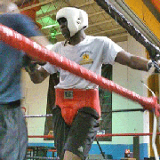 Malik Titus during a practice session in the ring.     