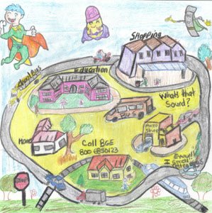 Created by Fallstaff Elementary/Middle School third grade student Genesis Bobadilla, this illustration was the winner of the third annual “Adventures of Captain Mercaptan, BGE Natural Gas Safety Hero Challenge. 