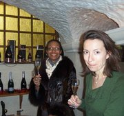 Baltimore native Gyl Golden (left) samples champagne in Hautvillers at the Gobillard Champagne House in France.                  