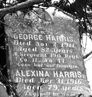 Headstone of George Harris, a former slave from the Winters Lane, an African American community in Catonsville, MD, who served in the Civil War. 