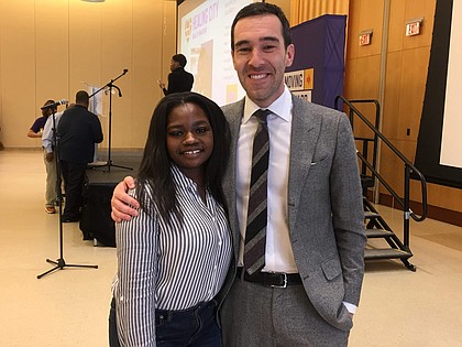 Coppin State University student, BrianHa McMillion and Councilman Zeke Cohen.