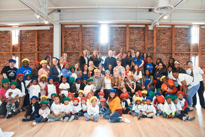 Group of PNC employees, preschoolers from Catholic Charities Head Start along with their teachers and parents and other members of the community at the kick off of the 15th Anniversary celebrations of the PNC Grow Up Great® program on April 4, 2019 at the American Visionary Art Museum.