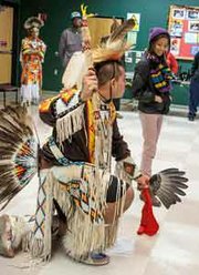 Students and community members joined in a ceremonial dance of the Piscataway Conoy Tribe of Southern Maryland during an event College of Southern Maryland La Plata Campus.    