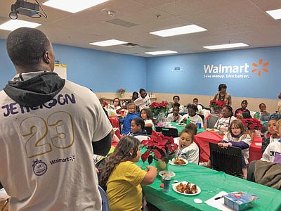 Baltimore Ravens safety Tony Jefferson took 50 children from the Boys and Girls Club of Metropolitan Baltimore holiday shopping, as part of the annual “Shop With A Jock” event at Walmart in Cockeysville on Monday, December 3, 2018. Throughout the event, Jefferson interacted with children for a holiday experience they will likely cherish for a lifetime. The children were served dinner after shopping, courtesy of Jimmy’s Seafood.