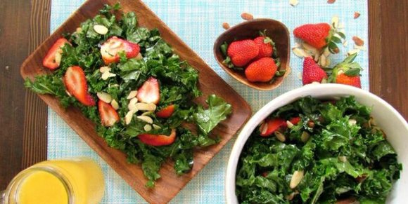 Strawberry-Almond-Kale Salad with Citrus Vinaigrette
