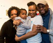 Catherine Trotter family supporters: (Left to right):Yolanda Trotter, sister-in-law; Catherine Trotter, founder, New Beginnings Youth Development & Coaching Program (center); Mia Trotte, toddler ( center); and Catherine’s brother Andrew Trotter.     