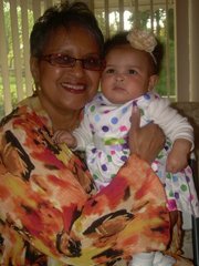 Virginia Jones Blunt shares a moment with great-grand daughter, Zaria Epps.
