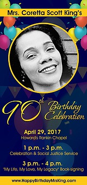 The Inaugural Coretta Scott King Birthday Social Justice Service is Saturday, April 29, 2017. 