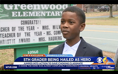 5th Grader Hailed as Hero for Saving Choking Classmate
