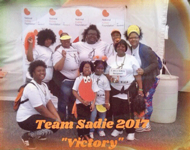 Transplant recipient Sadie Chadwick-Carter 53 has been a walk participant under Team Sadie since 2011. She renamed her group Team Victory in 2013.
