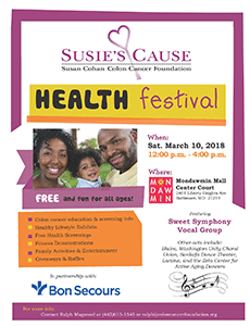 Susie’s Cause Health Festival at Mondawmin Mall: Saturday, March 10