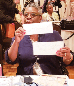 Gale Eldridge was a super lucky winner,! She won both raffle prizes,—two tickets to CH Productions’ Harold Melvin’s Bluenotes event next weekend at the Forum and two tickets to the “Off to the Races” Pre-Preakness Party on May 18, at the Horseshoe Casino held by Times Community Services, Inc.